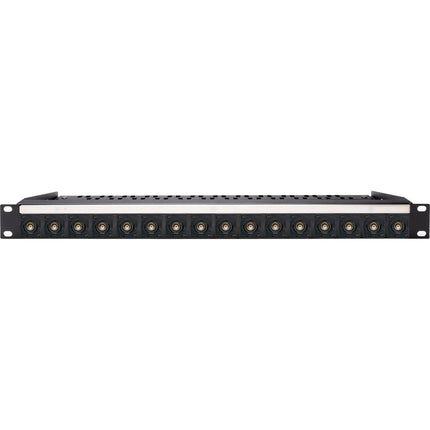 My Custom Shop Patch Panel 16 Puertos BNC 75 Ohm 1 RU con Barra de Lacing Trasera