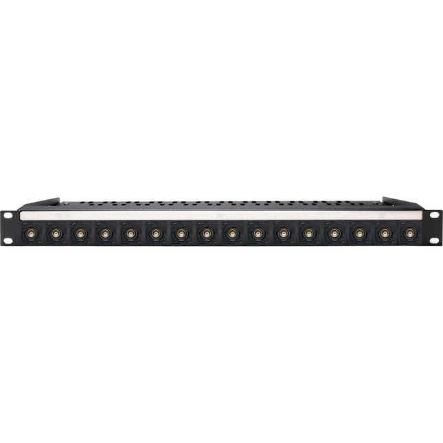 My Custom Shop Patch Panel 16 Puertos BNC 75 Ohm 1 RU con Barra de Lacing Trasera