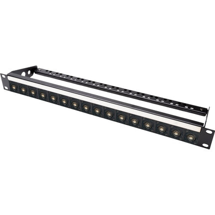 My Custom Shop Patch Panel 16 Puertos BNC 75 Ohm 1 RU con Barra de Lacing Trasera