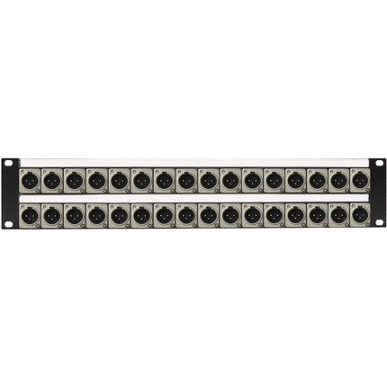 My Custom Shop Patch Panel de Audio 32 Puertos XLR Macho 2 RU con Barra de Gestion de Cables