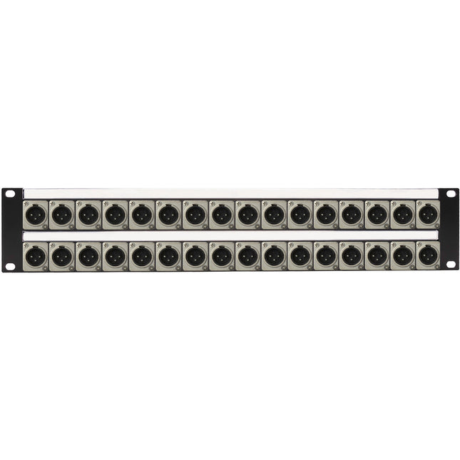 My Custom Shop Patch Panel de Audio 32 Puertos XLR Macho 2 RU con Barra de Gestion de Cables