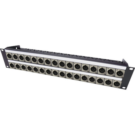 My Custom Shop Patch Panel de Audio 32 Puertos XLR Macho 2 RU con Barra de Gestion de Cables