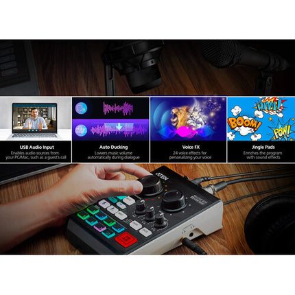 ATEN UC8000 MicLIVE mezclador de audio para podcast 6 entradas USB-C 24-Bit 96 kHz