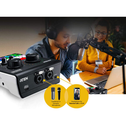 ATEN UC8000 MicLIVE mezclador de audio para podcast 6 entradas USB-C 24-Bit 96 kHz