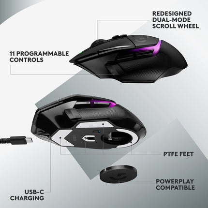 Logitech G G502 X Plus Wireless Mouse RGB 25600 dpi y Base Powerplay 2