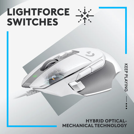 Logitech G G502 X Ratón Gaming Blanco 25600 dpi 13 Controles Programables