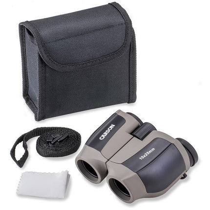 Carson 10x25 Scout Plus Prismáticos Compactos Ángulo 6.5° con Funda y Correa