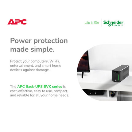 APC BVK Series 1200VA UPS con 650W 8 Salidas y Alarma Auditiva