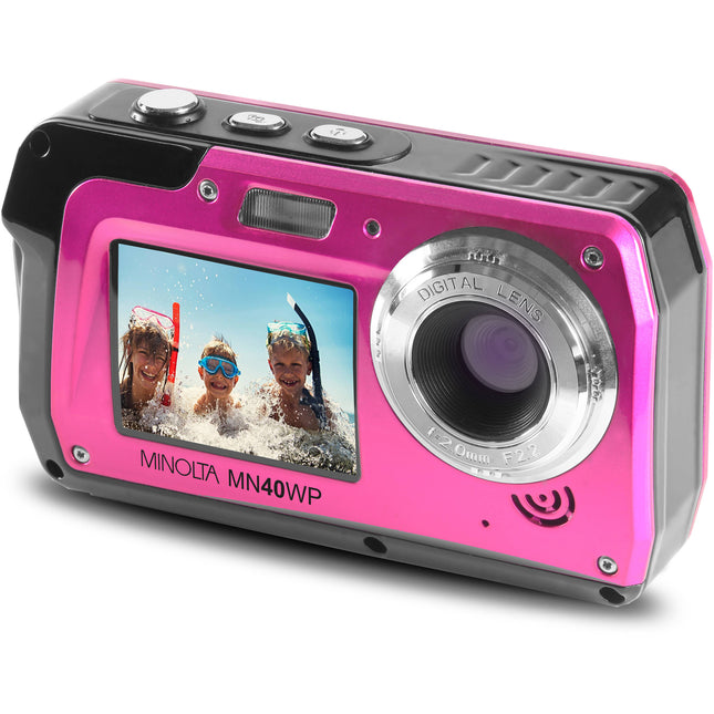 Minolta MN40WP Cámara Digital Resistente al Agua 48MP 2 Pantallas 16GB Rosa