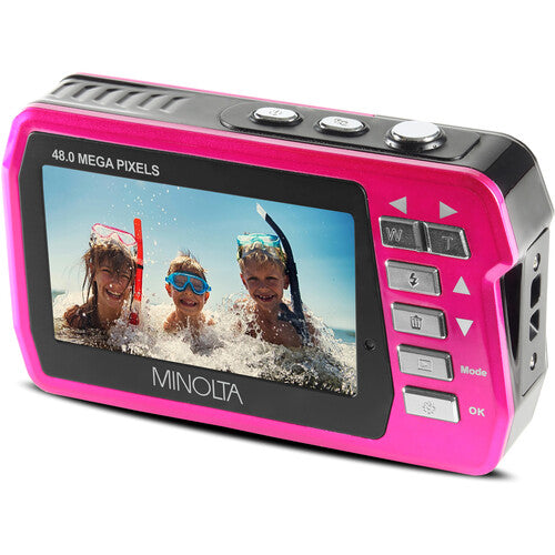 Minolta MN40WP Cámara Digital Resistente al Agua 48MP 2 Pantallas 16GB Rosa