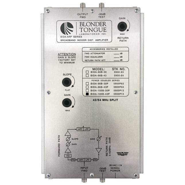Blonder Tongue BIDA-5900 Amplificador de Distribución Interior 43 dB 54-1000 MHz