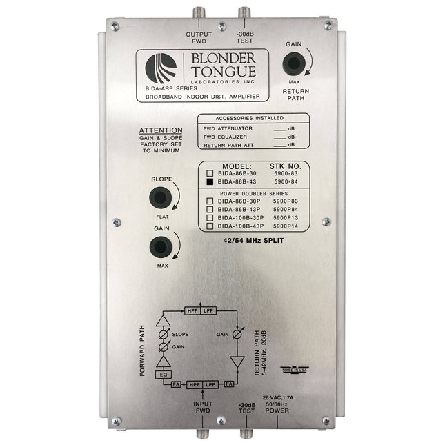 Blonder Tongue BIDA-5900 Amplificador de distribución interior 43 dB 54-860 MHz