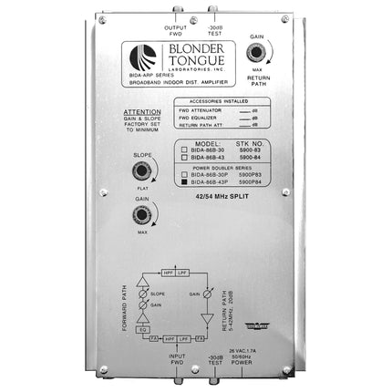 Amplificador de Distribución Interior Blonder Tongue 43 dB 860 MHz Panel de Aluminio