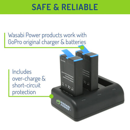 Wasabi Power Cargador de Tres Bahías y Baterías 1440mAh para GoPro MAX