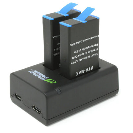 Cargador de Baterías Doble para GoPro MAX con Puerto USB-C y Cable USB-A