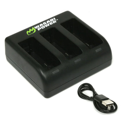 Cargador de Baterías Wasabi Power Tres Bahías con Cable USB para GoPro MAX