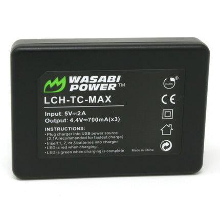 Cargador de Baterías Wasabi Power Tres Bahías con Cable USB para GoPro MAX