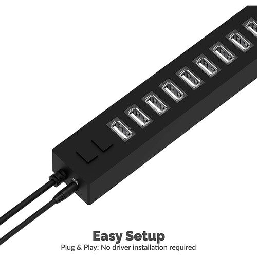 Sabrent Hub USB 2.0 13 Puertos Transferencia 480 Mb/s con Adaptador de Energía
