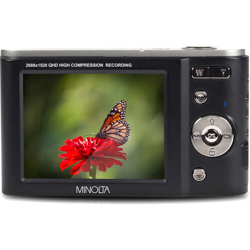 Minolta MND20 Cámara Digital Negra 44MP 2.7K Video 16x Zoom 32GB