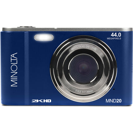 Minolta MND20 Cámara Digital Azul 44MP 2.7K QHD 32GB SDHC Kit