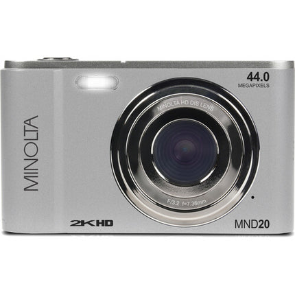 Minolta MND20 Cámara Digital Plata 44MP 2.7K QHD 32GB SDHC