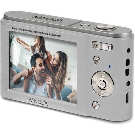 Minolta MND20 Cámara Digital Plata 44MP 2.7K QHD 32GB SDHC