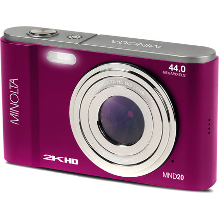 Minolta MND20 Cámara Digital Magenta 44MP 2.7K 16x Zoom 32GB