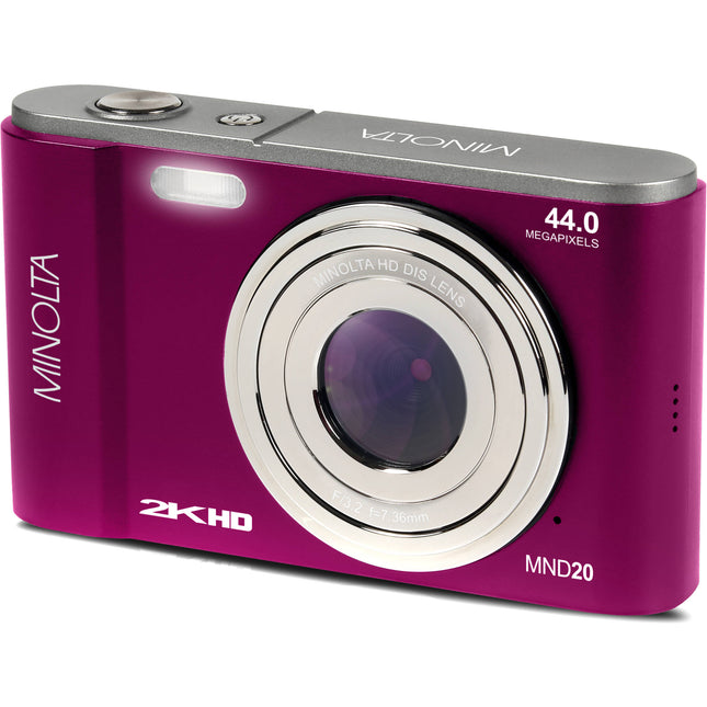 Minolta MND20 Cámara Digital Magenta 44MP 2.7K 16x Zoom 32GB