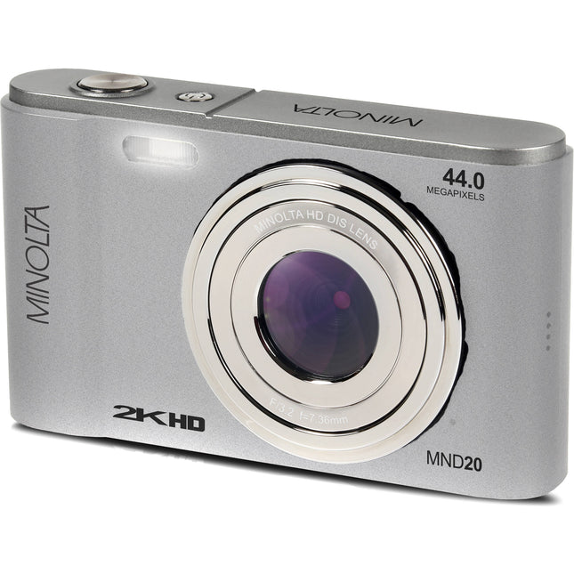 Minolta MND20 Cámara Digital Plata 44MP 2.7K QHD 32GB SDHC