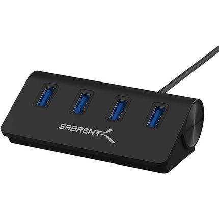 Sabrent Hub USB 3.0 4 Puertos Aluminio Negro 5 Gb/s Cable 30"