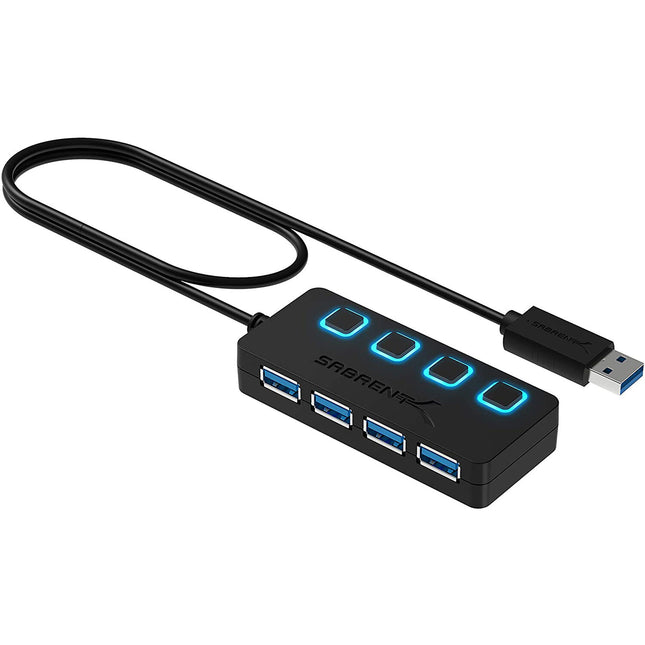 Sabrent Hub USB 3.0 de 4 Puertos con Interruptores y Transferencia 5 Gb/s