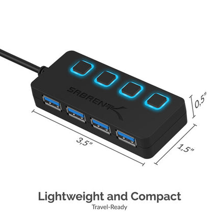 Sabrent Hub USB 3.0 de 4 Puertos con Interruptores y Transferencia 5 Gb/s
