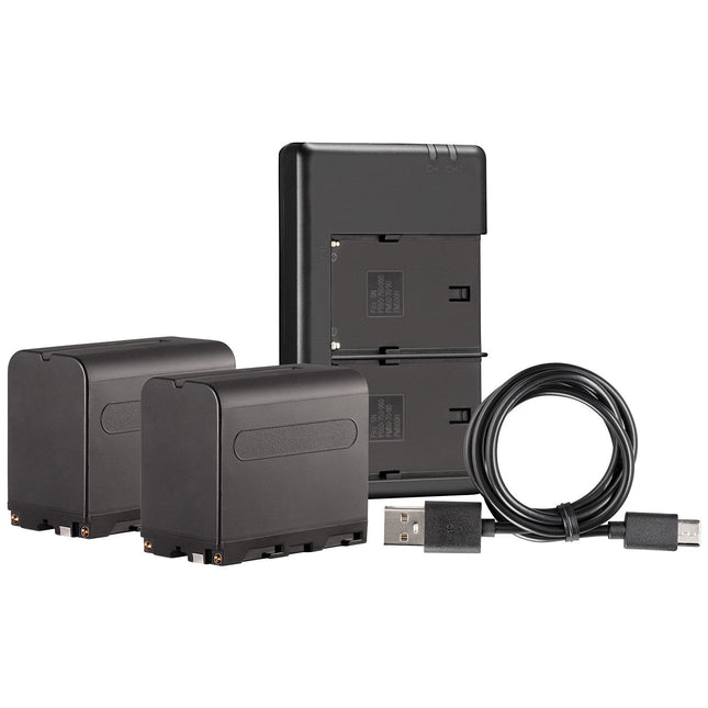 Westcott NP-F970 Pack Dual Baterías con Cargador 7.4V 6600mAh USB