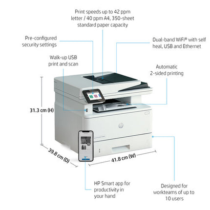 HP LaserJet Pro MFP 4101fdw Impresora Multifunción Monocromo WiFi 1200x1200 dpi ADF 50 hojas
