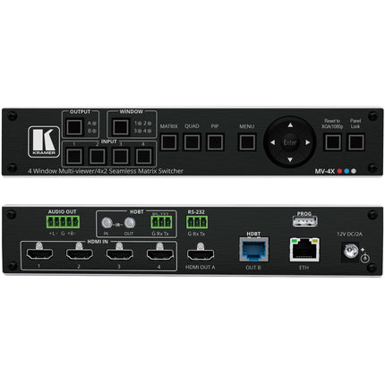 Kramer MV-4X Multiviewer Switcher Matricial 4x2 4K60 7.1 Canales Audio