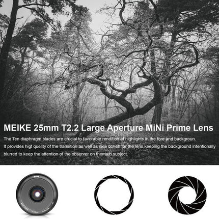 Meike 25mm T2.2 Lente Cinematográfica Manual para Canon RF Super35 con Estuche
