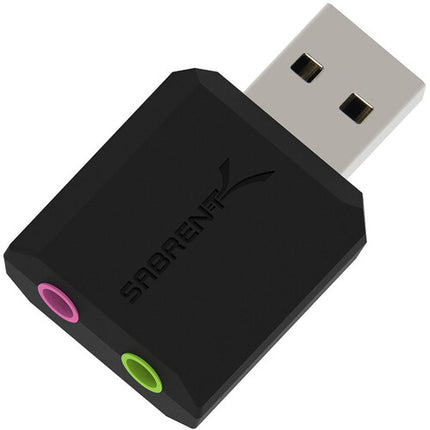 Sabrent AU-MMSA Adaptador de Sonido USB Estéreo 3D Negro 3.5mm Entrada y Salida
