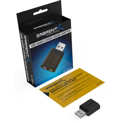 Sabrent AU-MMSA Adaptador de Sonido USB Estéreo 3D Negro 3.5mm Entrada y Salida