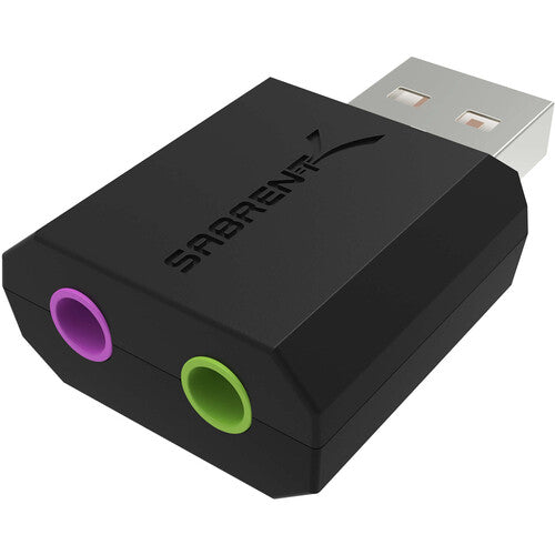 Sabrent AU-MMSA Adaptador de Sonido USB Estéreo 3D Negro 3.5mm Entrada y Salida