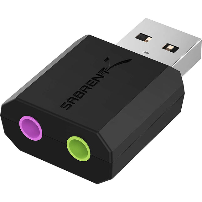 Sabrent AU-MMSA Adaptador de Sonido USB Estéreo 3D Negro 3.5mm Entrada y Salida
