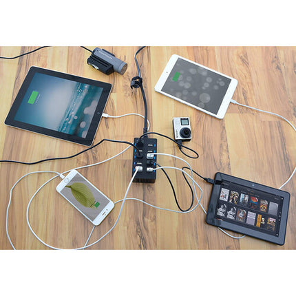 Sabrent estación de carga USB 10 puertos 12A 60W negro