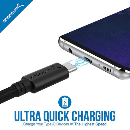 Cable Sabrent USB 3.0 Tipo C a Tipo A 1.8 m 3 Pack Negro