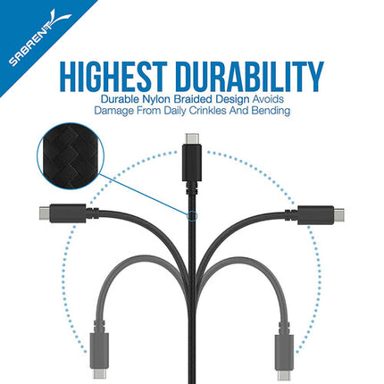 Cable Sabrent USB 3.0 Tipo C a Tipo A 1.8 m 3 Pack Negro