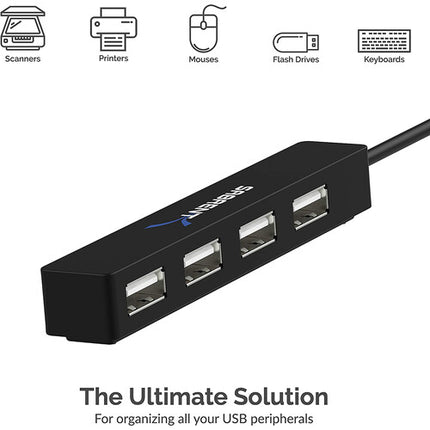 Sabrent Concentrador USB 2.0 4 Puertos Transferencia 480 Mb/s Cable 9.5"