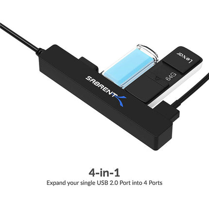 Sabrent Concentrador USB 2.0 4 Puertos Transferencia 480 Mb/s Cable 9.5"