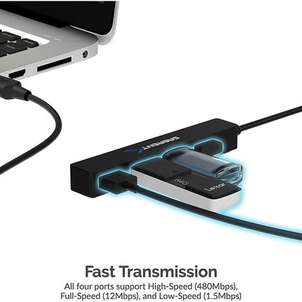 Sabrent Concentrador USB 2.0 4 Puertos Transferencia 480 Mb/s Cable 9.5"