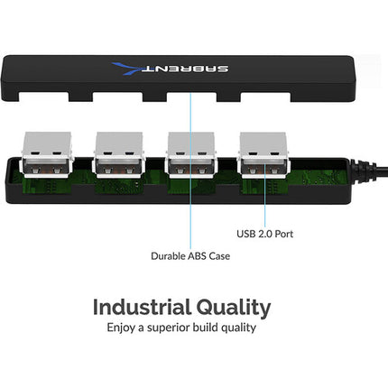 Sabrent Concentrador USB 2.0 4 Puertos Transferencia 480 Mb/s Cable 9.5"