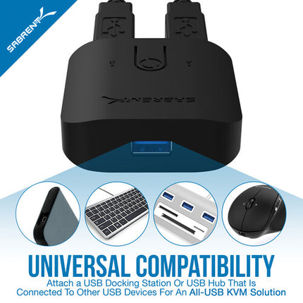 Sabrent USB 3.0 Sharing Switch con 2 puertos USB 3.1 y cables incluidos