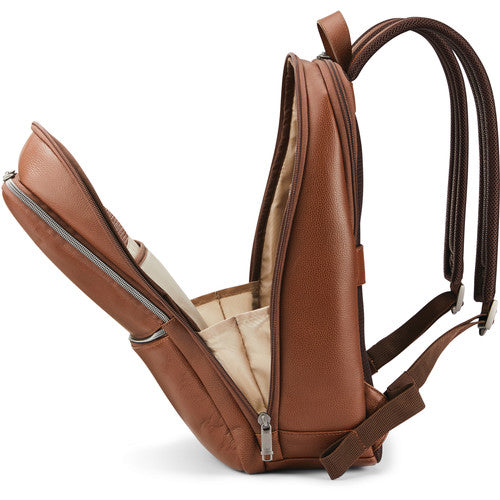 Samsonite Classic Leather Slim Mochila de cuero con compartimento para laptop 14.1 pulgadas