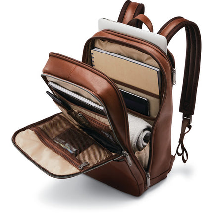 Samsonite Classic Leather Slim Mochila de cuero con compartimento para laptop 14.1 pulgadas